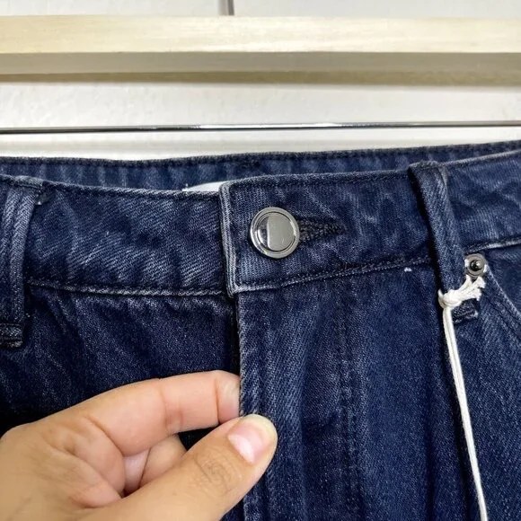 Good American Denim Skirt Sz 6/28 Mini Blue Frayed Hem Miniskirt 100% Cotton NEW - Picture 6 of 14